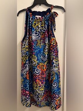 Barbara Gerwit Multicolor Tie-Side Shoulder Silky Dress